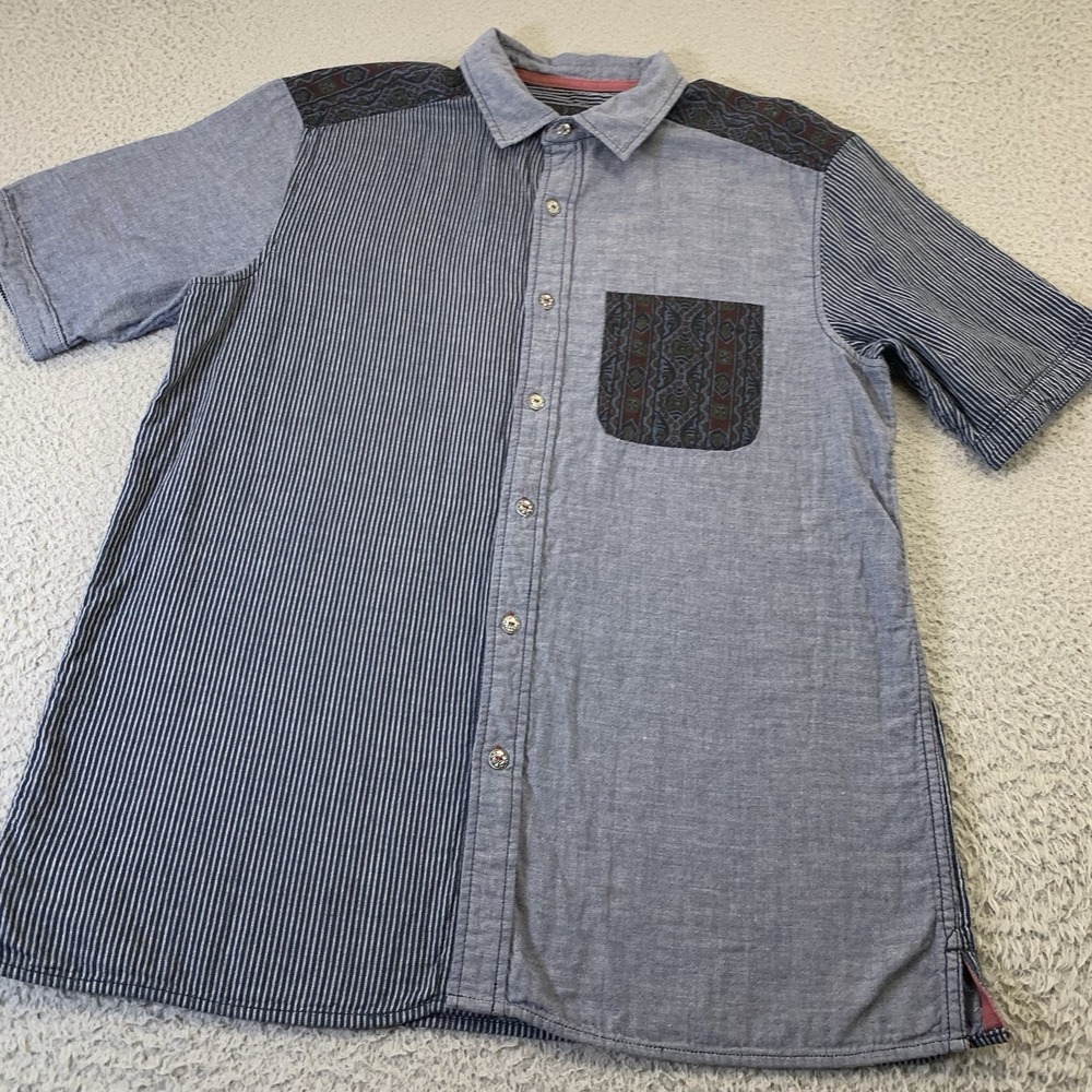 Territory Ahead Shirt Mens Large Button Up Aztec Chambray‎ Panel Pocket Outdoor